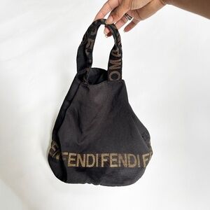 Authentic Vintage FENDI Zucca  Bucket Bag in Black and Brown with Monogram
